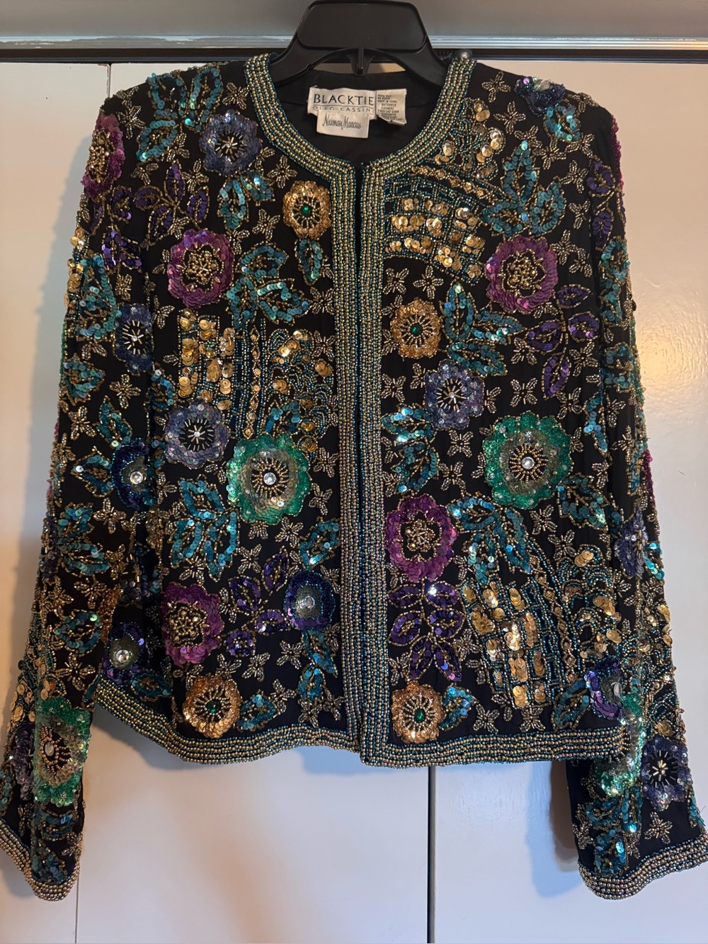 Oleg Cassini from Neiman Marcus beaded silk cropped jacket. XL.